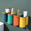 HAIJSEVR 4Pcs Toothbrush Holder Wall Mounted with Cups, Stick-on Toothbrush