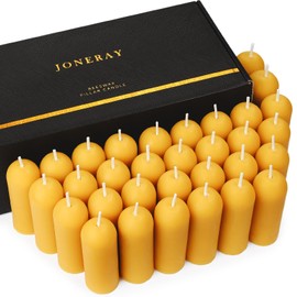 32Packs Natural Beeswax Pillar Candles-8 Hour Clean Burning,1.3 x 3.5 inch Small Unscented Candles，Smokeless Bees Wax Candles for Emergency,Home Decor,Wedding