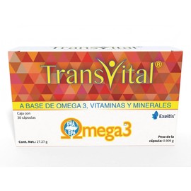 Transvital Suplemento Alimenticio a Base de Omega 3, Vitaminas y Minerales, 30 Cápsulas