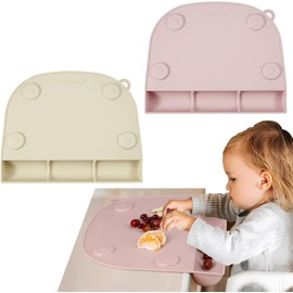 PandaEar Paquete de 2 Manteles Individuales de Silicona con Ventosa para Niños Pequeños Mantel Individual de Grado Alimenticio para Niños Pequeños para Mesa de Comedor y Restaurantes para