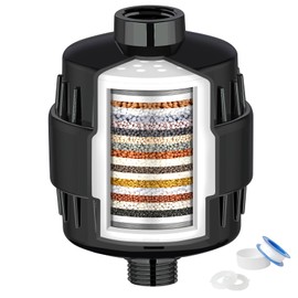 Shower Filter, 20 Stage Shower Head Filter for Hard Water, High Output Shower Water Filter to Remove Chlorine, Fluoride and Other Impurities, Improves Skin Condition (Black)