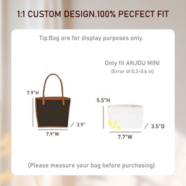 Doxo Purse Organizer Insert Compatible with Goyard Bag Organizer for Mini Anjou Bag,Upgraded Lightweight Dupontpaper Handbag Divider Shaper with YKK Zipper (White)