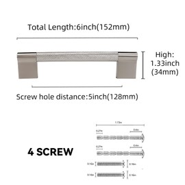 BUKOBYHE 10 Pack 5 Inch Brushed Satin Nickel Kitchen Cabinet Handles Knurled Cabinet Pulls Silver Drawer Pulls Cabinet Hardware