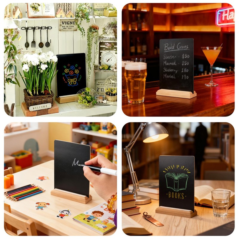 8 Pack 6x8 Inch Small Chalkboard Signs with Stand,Double-Sided Tabletop