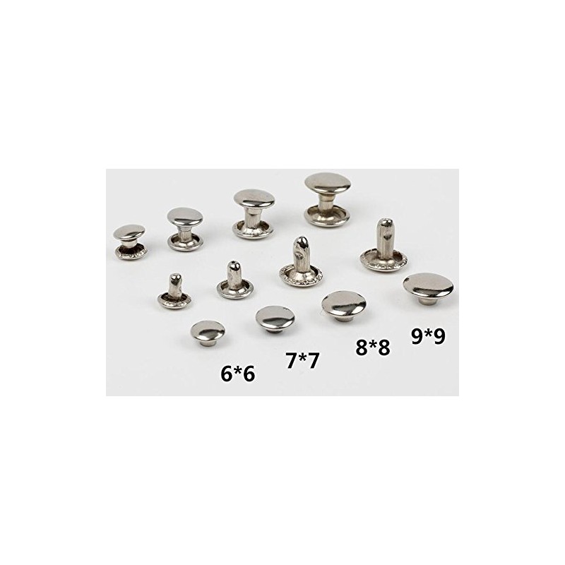 100Sets Silver Leather Rivets Double Sided Rivet Tubular Metal Studs