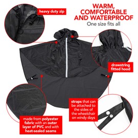 Bramble - Waterproof Wheelchair Poncho Cover Full Body Coverage, Windproof & Protects from Rain, Universal Fit for Mobility Scooter & Wheelchairs