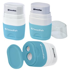 Swordfish ‘Twin Combo’ Pastel Double-Hole Pencil Sharpener and Eraser [Pack of 20] Assorted Colours [40380]