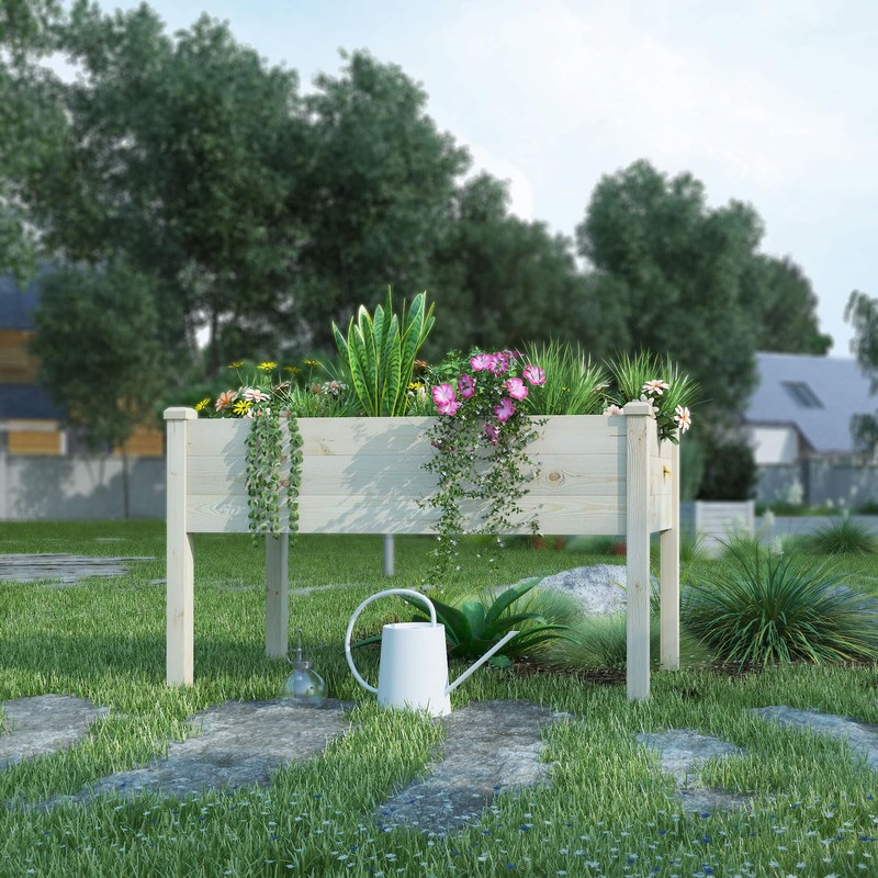 BIRASIL Outdoor Raised Garden Bed, Wood Planter Box for Vegetable