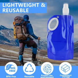 Foldable Drinking Bottle 650 ml Drinking Bottle Foldable Pack of 6 Drinking Bags Reusable Water Bag Festival BPA-Free Drinking Bag Foldable Water Bottle with Carabiner for Hiking, Backpacking