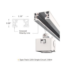 VEOLUX Lighting, H Track 4 feet Single Circuit,120V with 2 Endcaps in White, UL Listed