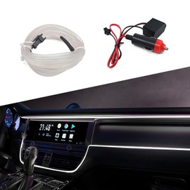 Arwrilt Interior Car LED Strip Lights, Car Ambient Lighting Kits, USB Low Energy EL Wire Neon Light Strip, Universal Neon Wire Decoration for Most Cars Trucks (White)