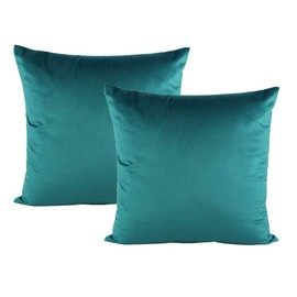 Teal Decor Throw Pillow Covers Soft Solid Square Velvet Comfortable Decorative Couch Cushion Covers Cozy Pillow Cases 16x16 Home Decoration for Patio Sofa Bedroom Living Room Office Car Set of 2
