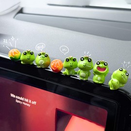 zmoso 8 PCS Cute Frog Car Rearview Mirror Ornaments, Fun Mini Frogs Tangerine Cars Dashboard Decorations, Automotive Interior Accessories for Women Men