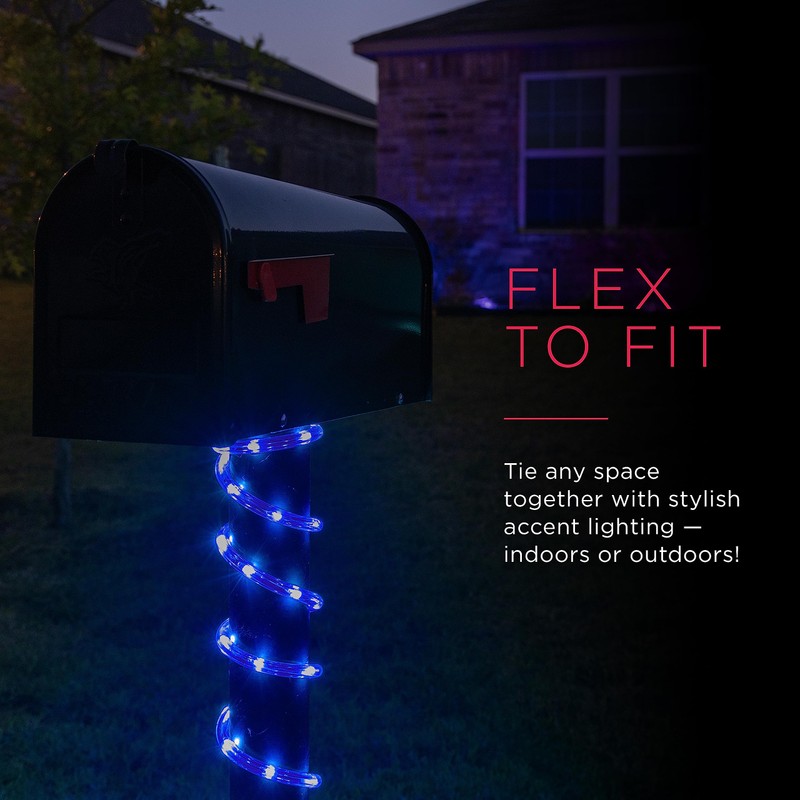 UltraPro LED Rope Lights, 50ft Premium Smoke Black Rope, Color