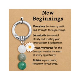 haolry Natural Crystal Keychain New Beginnings Healing Crystal Anxiety Relief Graduation Gifts Lucky Charms Small Healing Stones Spiritual Gifts for Women & Men,New Beginnings
