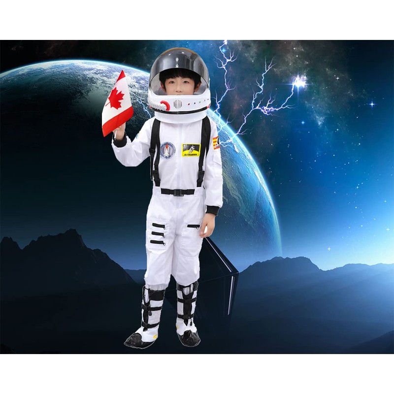 TOGROP Astronaut Costume for Kids Space Suit with Suspenders Flag