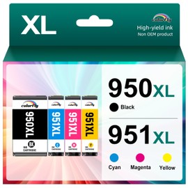 colorfly 950 951XL Ink Cartridge Compatible for HP 950xl 951xl Ink Cartridges Combo Pack Replacement with HP OfficeJet Pro 8600 8610 8620 8100 8630 8660 8640 8615(Black,Cyan,Yellow,Magenta,4 Pack)