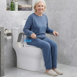 Toilet Safety Rails for Seniors, Adjustable Armrest, Space Saving, Stylish and Durable, Anti Slip and Anti Fall, Suitable for Elderly, Disabled, Pregnant Women with Armrest Toilet Safety Rail