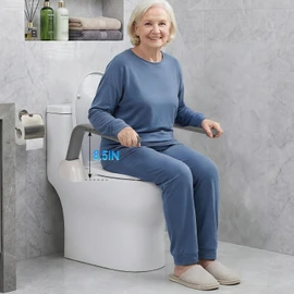 Toilet Safety Rails for Seniors, Adjustable Armrest, Space Saving, Stylish and Durable, Anti Slip and Anti Fall, Suitable for Elderly, Disabled, Pregnant Women with Armrest Toilet Safety Rail