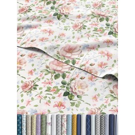Floral Sheets - Pink Floral Rose Bed Sheet Set - 1 Flat, 1 Fitted & 1 Pillowcase w/ Deep Pockets - Comfy, Wrinkle & Fade-Free Boho Botanical Bedding - Soft, Breathable & Cooling - New Twin Size