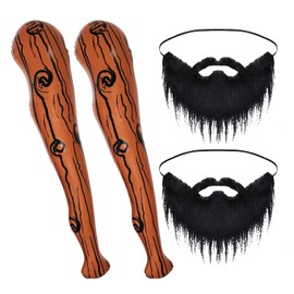 CVDYWDJIE Pack of 2 Inflatable Baseball Bats, 2 Pieces Artificial Moustaches, Children's Toys, Inflatable Caveman Accessories, Role Play Props, Party Decorations