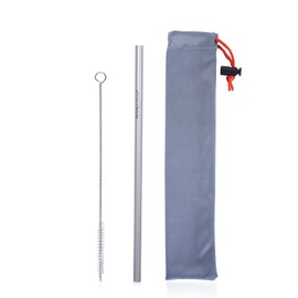 iBasingo Ultra Lightweight Pure Titanium Straws, Straw Straight, Length Approx. 8.5 inches (215 mm), Primary Color, Tableware, Drinks, Reusable, Healthy, Easy to Carry, Cleaning Brush Included, Storage Bag, 1 Piece