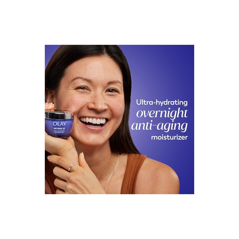 Olay New Regenerist Retinol 24 Peptide Night Face Moisturizer, Fragrance-Free,