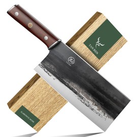 TAN REN Meat Cleaver,8 Inch Cleaver Knife for Meat Cutting Chinese Cleaver Knife Heavy Duty Bone Chopper High Carbon Steel Butcher Knife for Home Kitchen Gifts Idea(Knife Weight:540g)