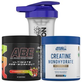 Applied Nutrition Applied Nutrition Bundle ABE Pre Workout 375g + Creatine 250g + 700ml Protein Shaker | All Black Everything Pre Workout Powder, Energy & Performance with Creatine, Beta Alanine (Strawberry Mojito)