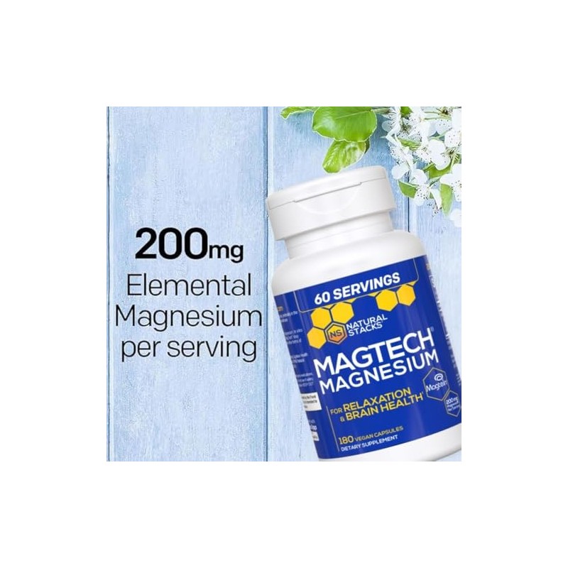 NATURAL STACKS- “MagTech Suplemento de Magnesio Complejo de Magnesio Quelado