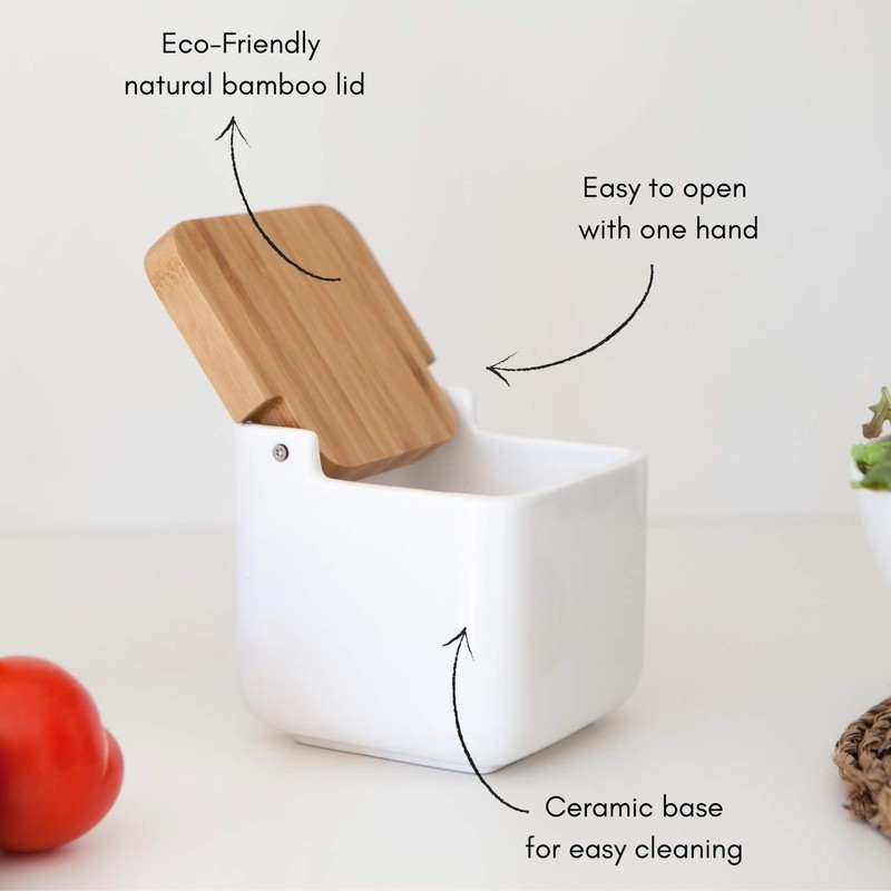 KOOK TIME Kitchen salt pot with lid | Ceramic salt