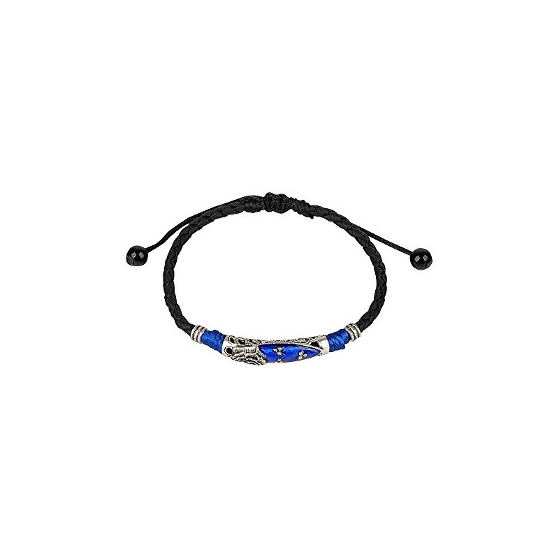 Ancient Tribe Handmade Adjustable Leather Anklet (Blue)