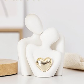 ODMYZG Couple Statue,Couple Hugging Statue,Modern Abstract Art Decoration,Decorative items for TV cabinets,living rooms and bedrooms.Romantic Gifts for Valentine Anniversary Birthday (White Gold, L)