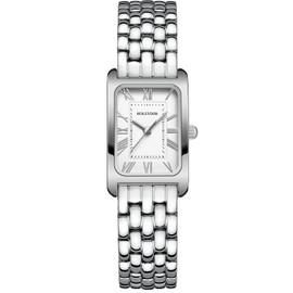 HOLSTOUR Watches for Women Vintage Bracelet White Roman Dial Rectangular Case Silver Watch Waterproof with Tools