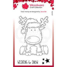 Woodware Jane Gill Clear Magic-Festive Fuzzies-Reindeer-Stamp Set, A6, Transparent, JGS781