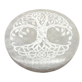 TENET - Selenite Mineral Stone for Healing Healing Meditation (Port Incense Stick Disc Tree of Life 10 cm)