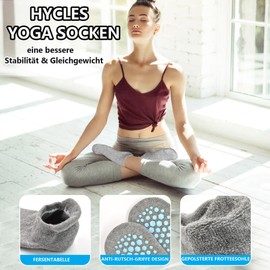 HYCLES Yoga Socks Women's Trainer Stopper Socks 4 Pairs Pilates Non-Slip Socks Non-Slip Socks for Trampoline Home Fitness Hospital 35-42, 03# Black*2 + Grey*2
