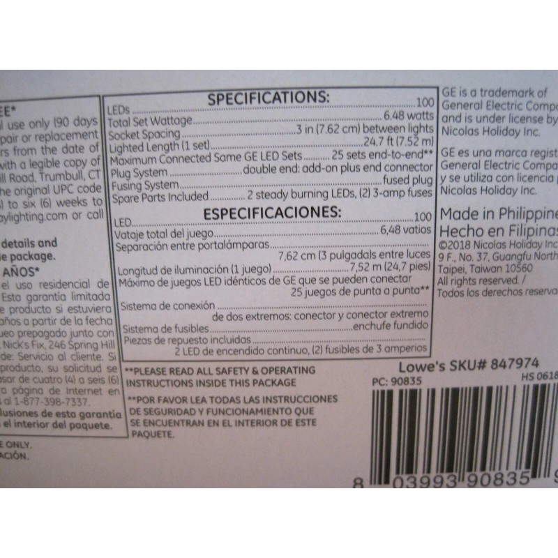 GE STAY BRIGHT 2018 GE STAY BRIGHT 100 LED MINIATURE