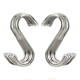 Evob 20 Pack 3.4" S Shaped Hooks Stainless Steel Metal Hangers Hanging Hooks for Kitchen, Work Shop, Bathroom, Garden