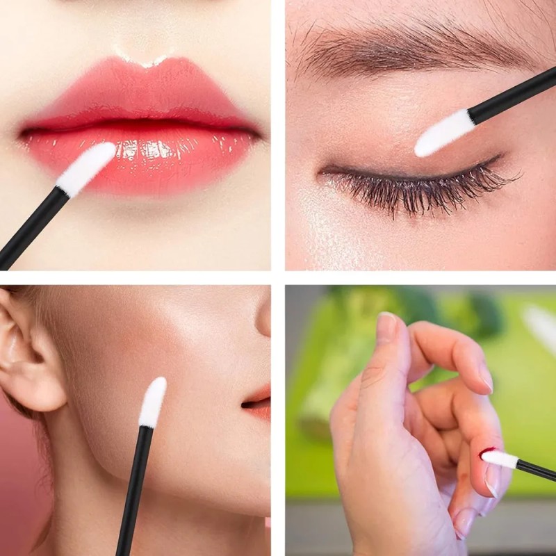 Desechables Para Pestañas Y Labios Y Delineador De Ojos Negro