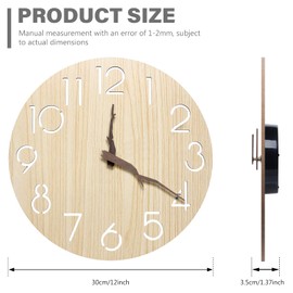 Wall Clock Without Ticking Noises Kitchen Clocks Silent Wall Clock Large 30 cm Wall Clock Wood 3D Kitchen Wall Clock Modern Living Room Clock Wall Quartz Kitchen Clock Wall Clock for Kitchen Bedroom