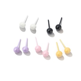 QINGANRAN 5 Pairs Ceramic Ball Stud Earrings for Sensitive Ears White Black Pink Purple Yellow Tiny Stud Earrings Set Newly Pierced Women, 4MM, Ceramic, No Gemstone