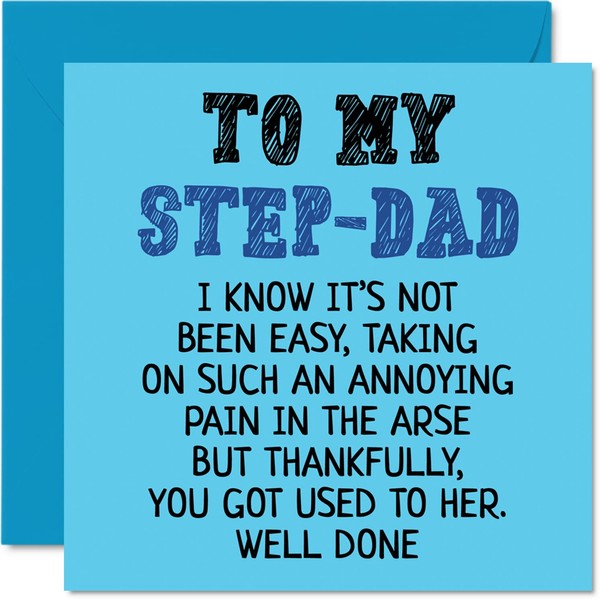 Step Dad Fathers Day Card - Well Done - Funny Novelty Happy Birthday Father's Day Card from Step-Son Daughter, 145mm x 145mm Beautiful Birthday Greeting Cards for Step Father Dad Daddy Papa
