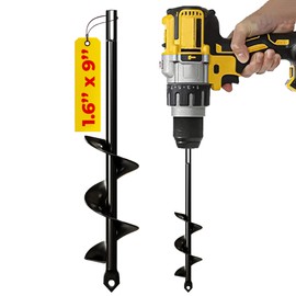 K-Brands Auger Drill Bit for Planting – 1.6 x 9 Inch - Spiral Hole Planter for Bulbs, Bedding Plants, and Umbrella Holes - 3/8 Inch Hex Drive