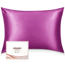 Adubor Silk Pillowcase - 100% Pure Mulberry Silk, 23 Momme 6A Grade Fibers, 900 Thread Count, Silk Pillow Cases for Hair and Skin Health, with Hidden Zipper (Queen 20''x30'', Dark Purple, 1PC)