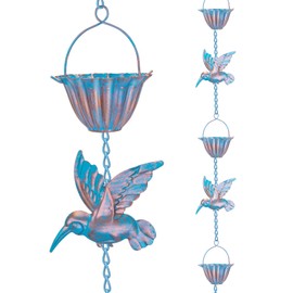 JYPS 13.1FT Rain Chain, Hummingbird Rain Chains for Gutters, Functional Replacement Downspout, Decorative Your Garden and House.
