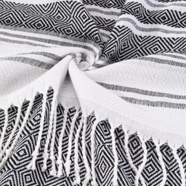 Oversized Cotton Turkish Beach Towels 74"x38" Thin Quick Dry Sand Free Pool Swim Bathing Towel Extra Large Blanket Adult Travel Essentials Cruise Accessories Must Haves Summer Vacation Stuff Black