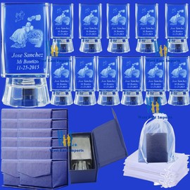 Baptism Mi Bautizo Christening 12 Pieces of Customization Personalization Crystal Favor for Girl and boy (3"H)