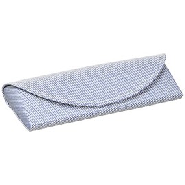 Megan 2229-03 Glasses Case, Compact, Slim, Semi-Hard Case, Size M, Fabric, Blue