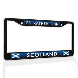 Fastasticdeals Metal Insert License Plate Frame I'd Rather Be in Scotland Weatherproof Car Accessories Black 2 Holes Solid Insert